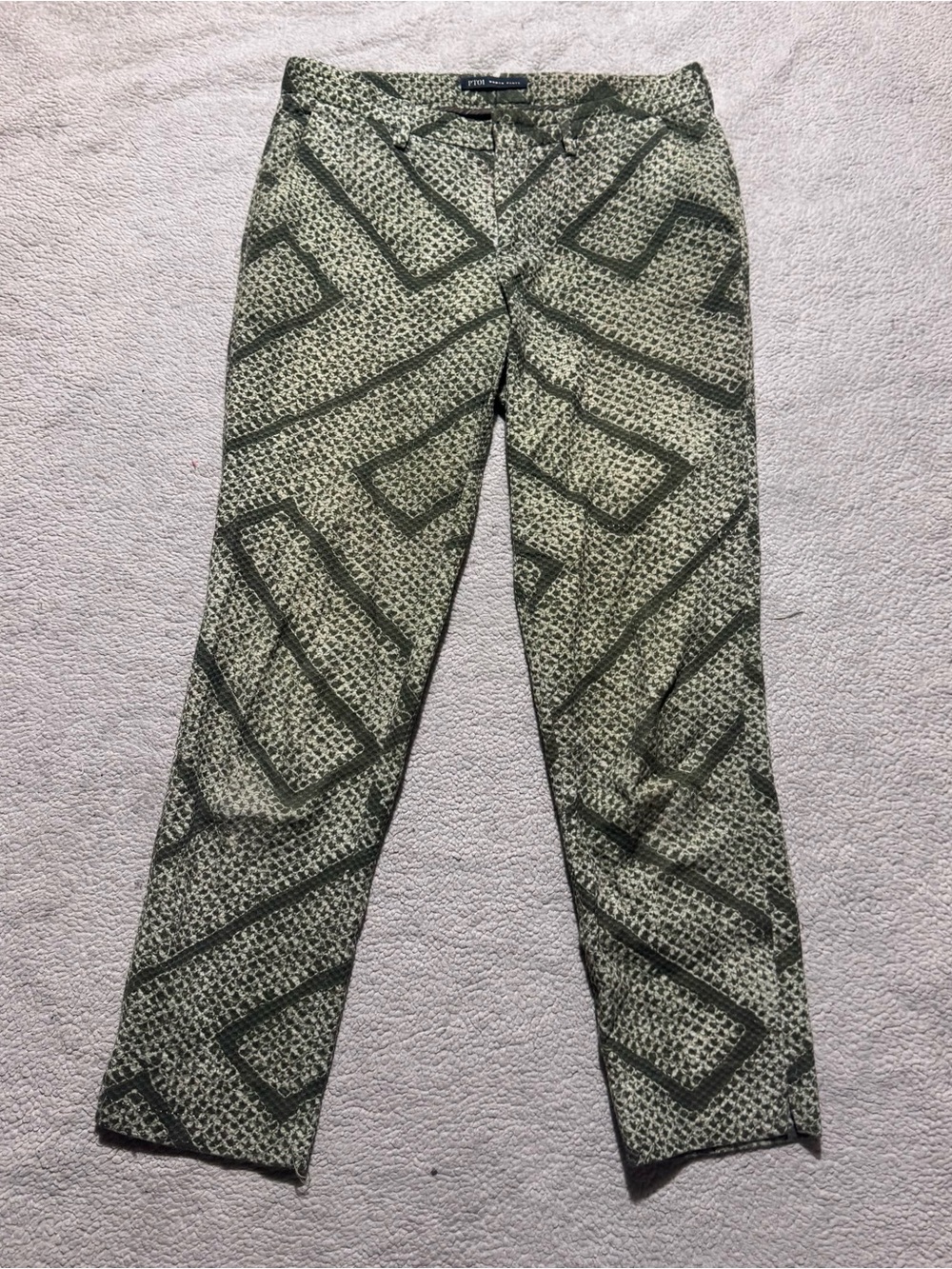 PT01 Pants Womens 40 (4 US) PT Torino PTW Green Patterned New York Italy 28x26.5